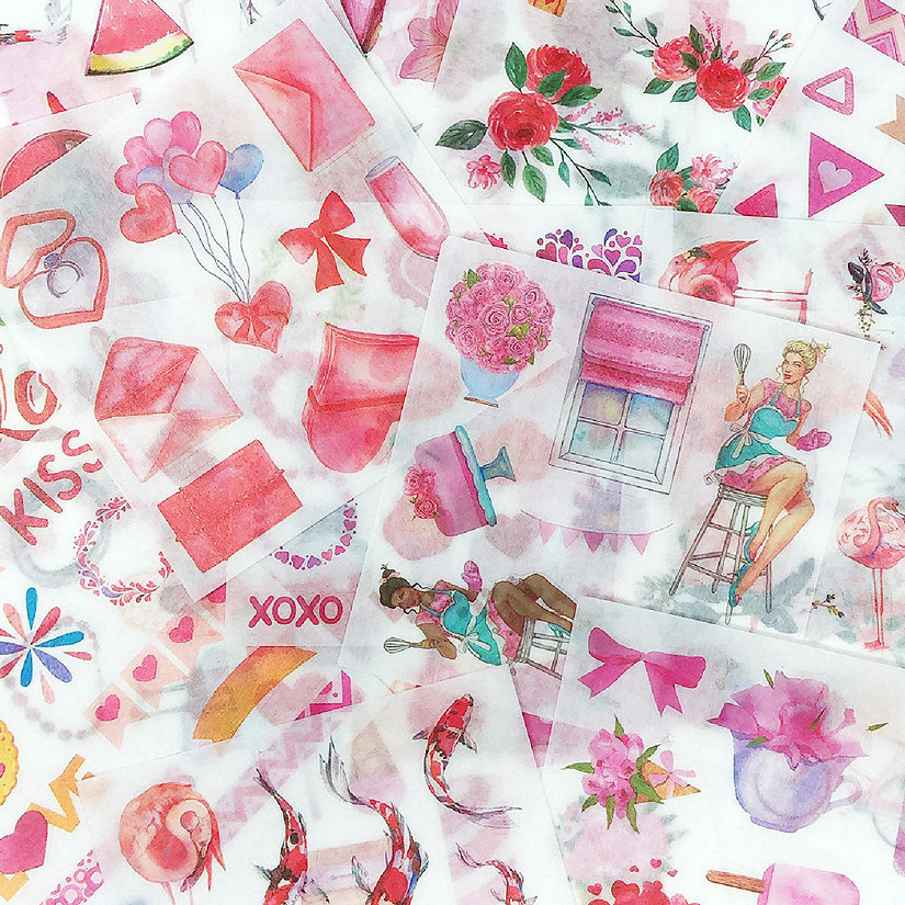 Wrapables Washi Scrapbooking Stickers Box Set, Pink Romantic (20 sheets) Image