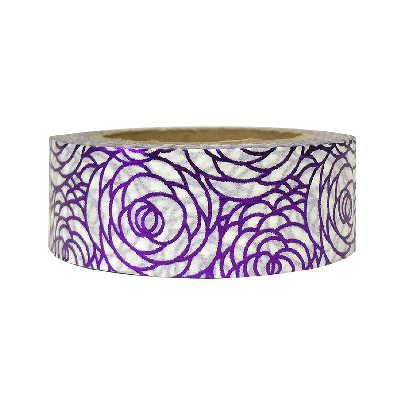 Wrapables Washi Tapes Decorative Masking Tapes, Peonies Shiny Purple Image