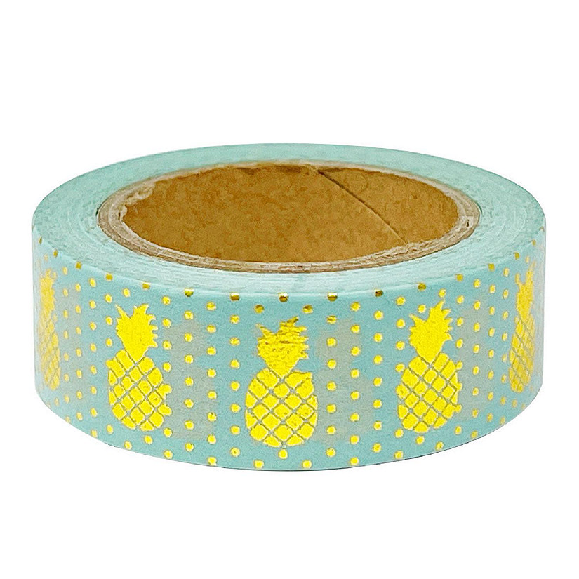 Wrapables Washi Tapes Decorative Masking Tapes, Pineapples Sea Green Image