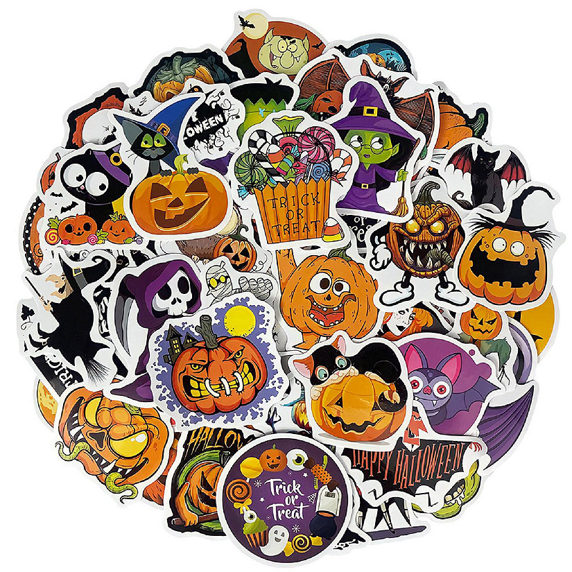 Wrapables Waterproof Vinyl Stickers for Water Bottles, Laptops, 100pcs, Halloween Trick or Treat Image