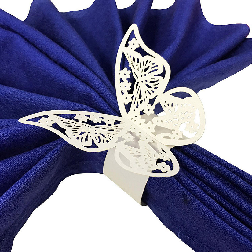 Wrapables White .Butterflies Wedding Decor Napkin Rings (Set of 50) Image
