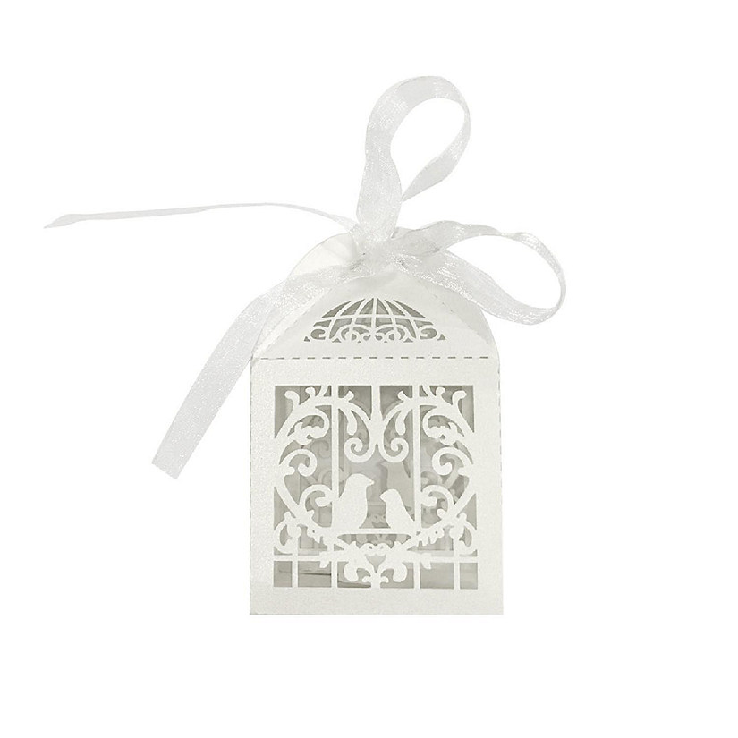 Wrapables White Love Birds Wedding Party Favor Boxes Gift Boxes with Ribbon (Set of 50) Image
