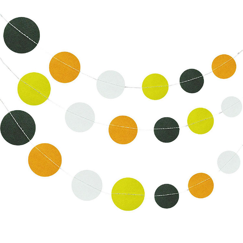 Wrapables White, Orange, Charcoal, Yellow Circle Dot Paper Garland Hanging D&#233;cor, 26Ft, Set of 2 Image