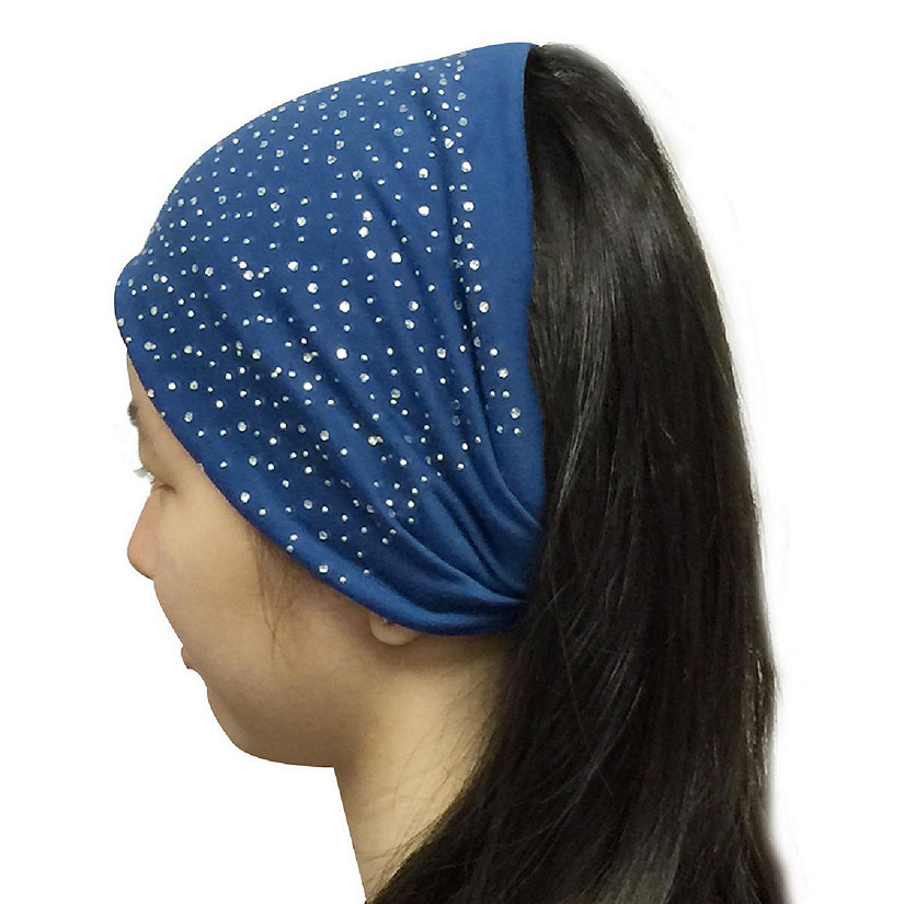 Wrapables Wide Headband Hair Accessory with Sparkles for Dress Up, Blue Image