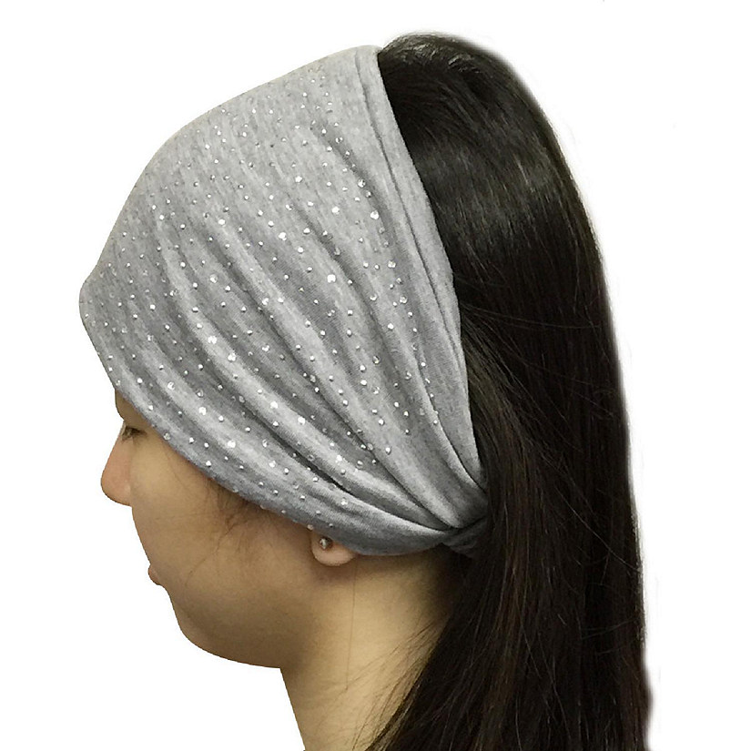Wrapables Wide Headband Hair Accessory with Sparkles for Dress Up, Light Gray Image