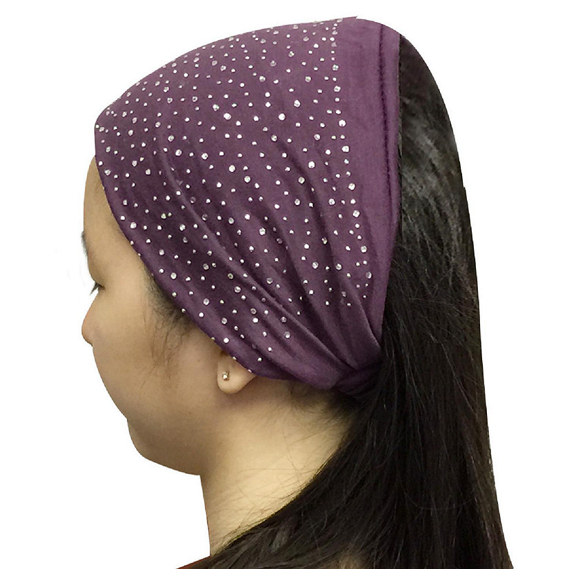 Wrapables Wide Headband Hair Accessory with Sparkles for Dress Up, Purple Image