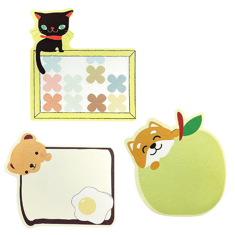 Wrapables Yummy Animal Memo Sticky Notes (Set of 3), Brown Bear, Dog, Kitty Image