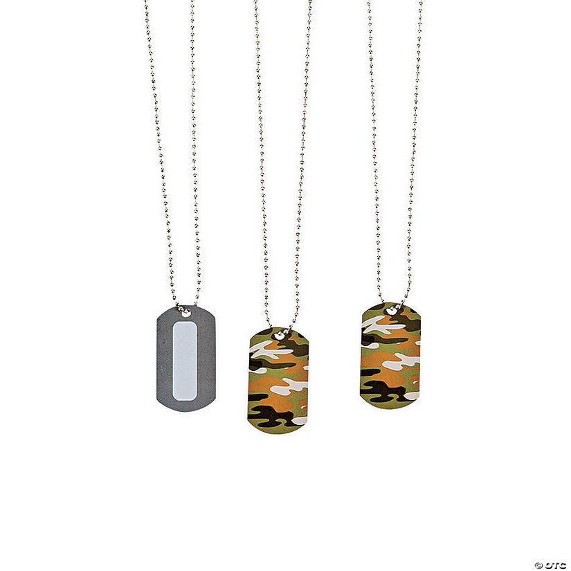 Write-A-Name Camouflage Dog Tag Necklaces - 12 Pc. Image