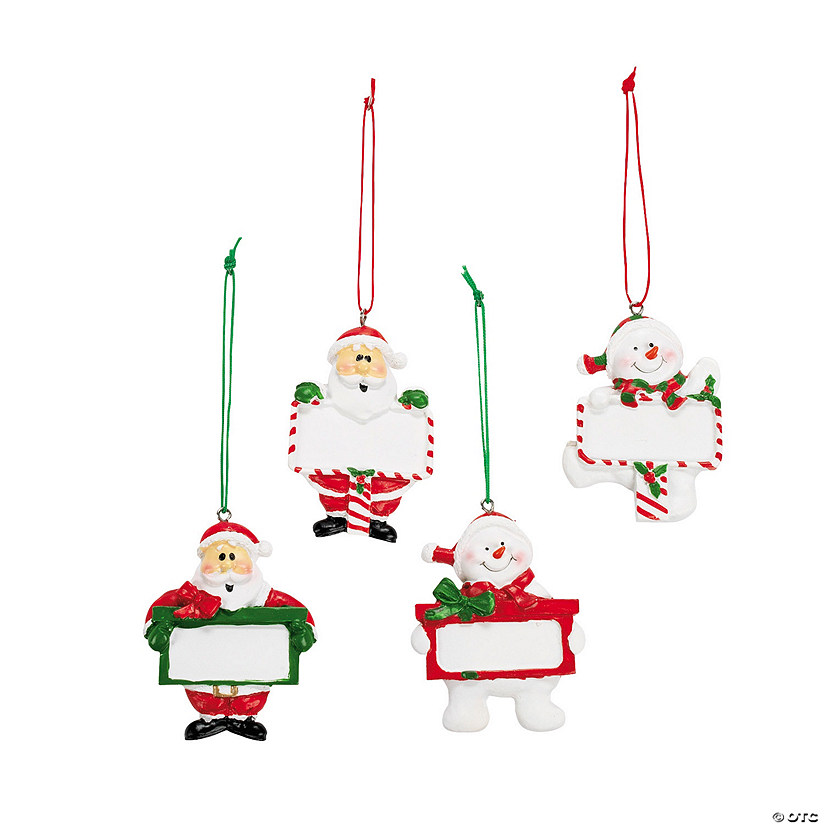 Write-A-Name Snowman & Santa Ornaments - 12 Pc. Image