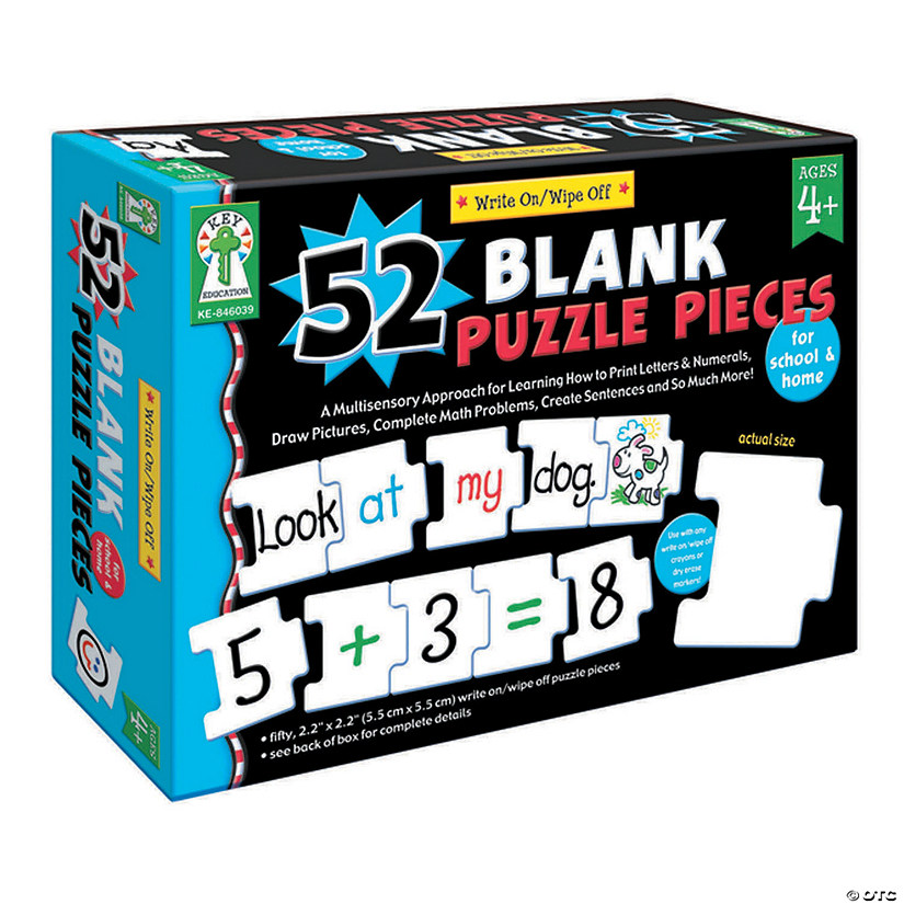 Write-On/Wipe-Off- 52 Blank Puzzle Pieces Puzzle, 2 Sets Image