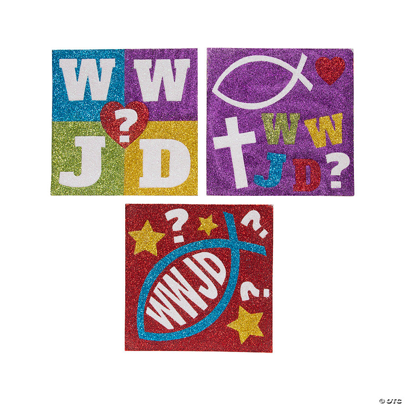 WWJD Glitter Art Pictures - 12 Pc. Image
