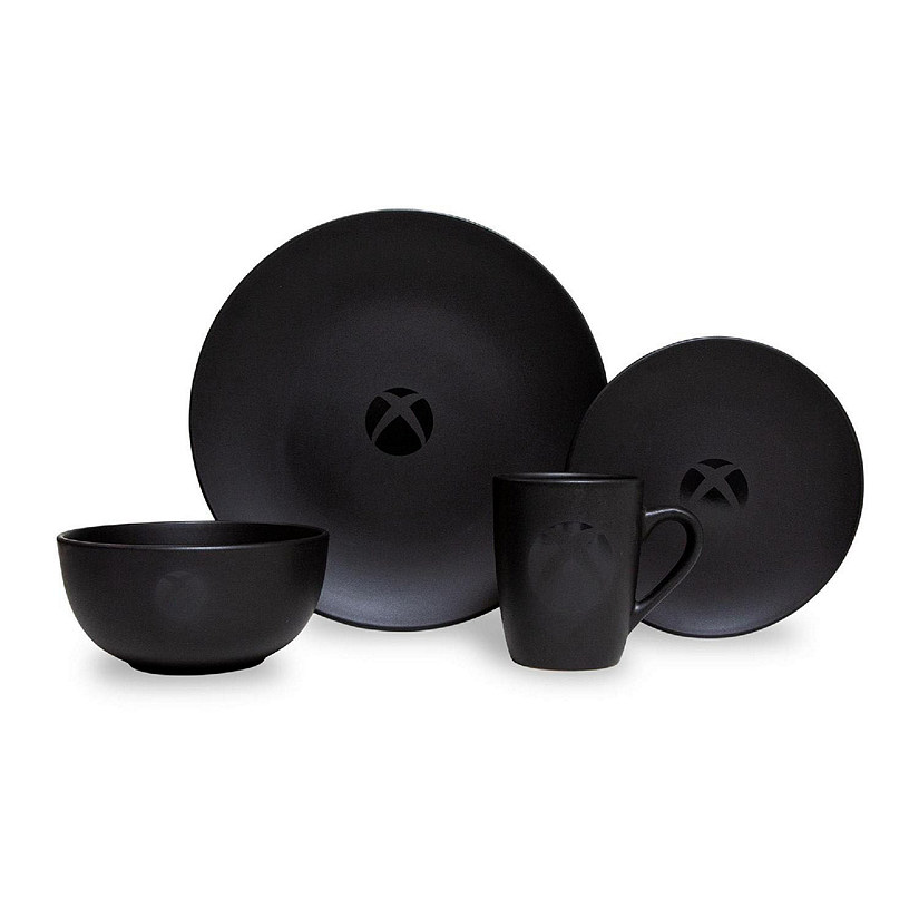 Xbox Logo Matte Black 8-Piece Ceramic Dinnerware Set Image