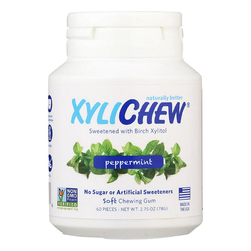 XyliChew Chewing Gum - Sugar Free Peppermint - 60 Piece Jar - Case of 4 Image