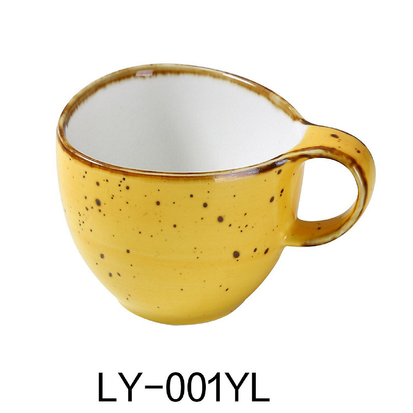 Yanco LY-001YL Lyon 4 in. Coffee & Tea Cup&#44; Reactive Glaze&#44; Yellow - 7 oz - Pack of 36 Image