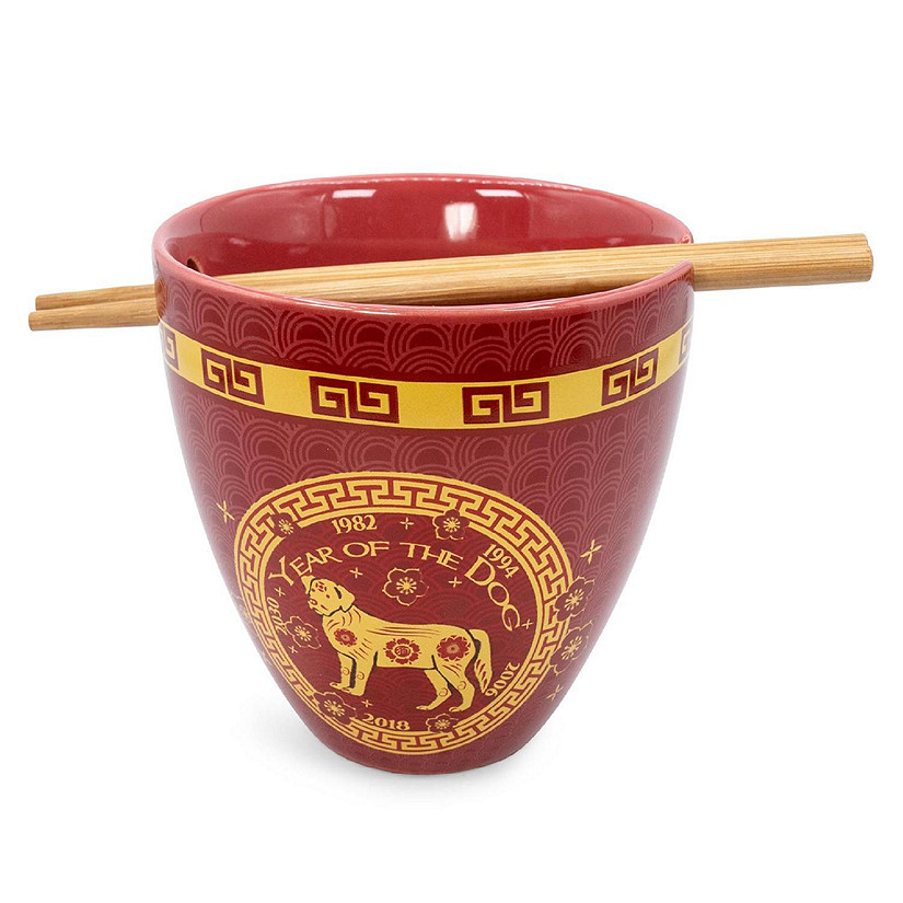 Year Of The Dog Chinese Zodiac 16-Ounce Ramen Bowl and Chopstick Set Image