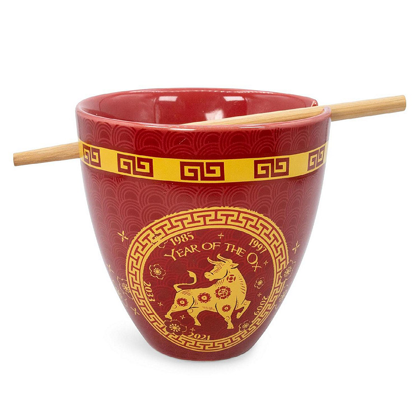 Year Of The Ox Chinese Zodiac 16-Ounce Ramen Bowl and Chopstick Set Image