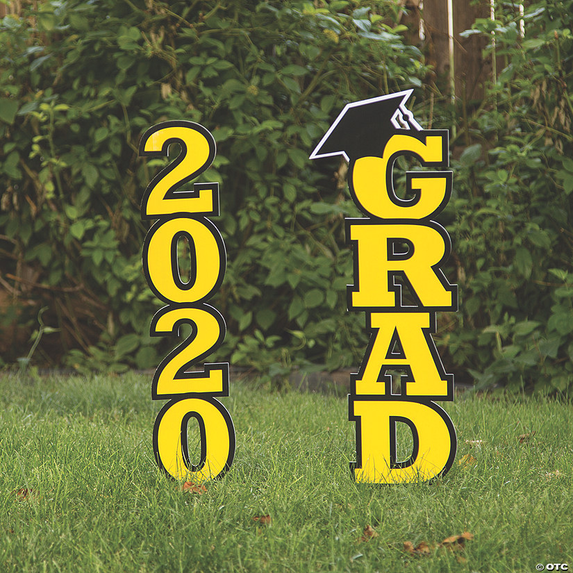 Yellow 2020 Grad Yard Signs Oriental Trading