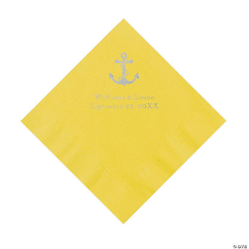Yellow Anchor Personalized Napkins with Silver Foil - Luncheon Image