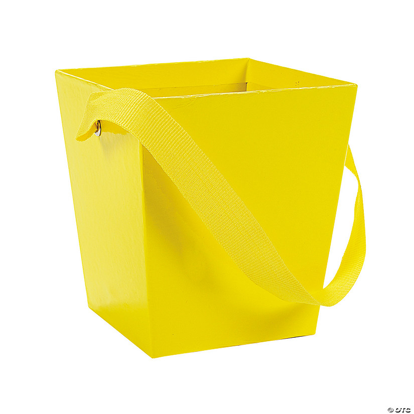 Yellow Candy Buckets with Ribbon Handle - 6 Pc. Image