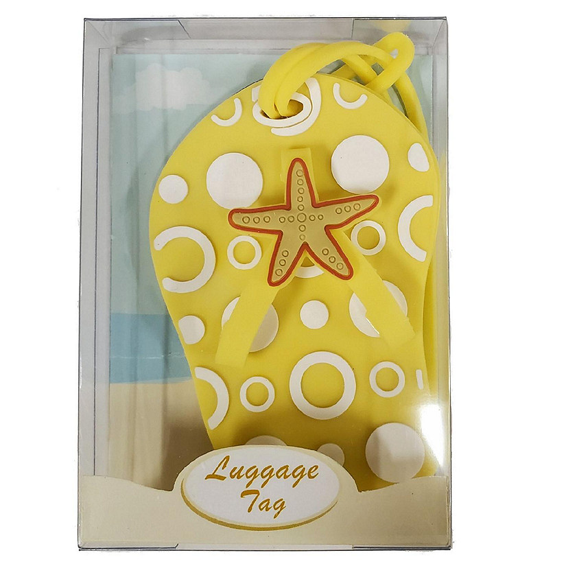 Yellow Flip Flop Sandal Luggage Tag New Image