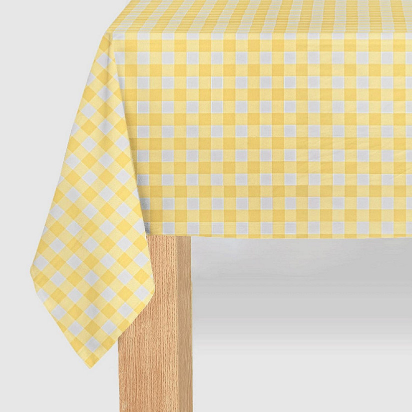 Yellow Gingham Paper Tablecloth Image