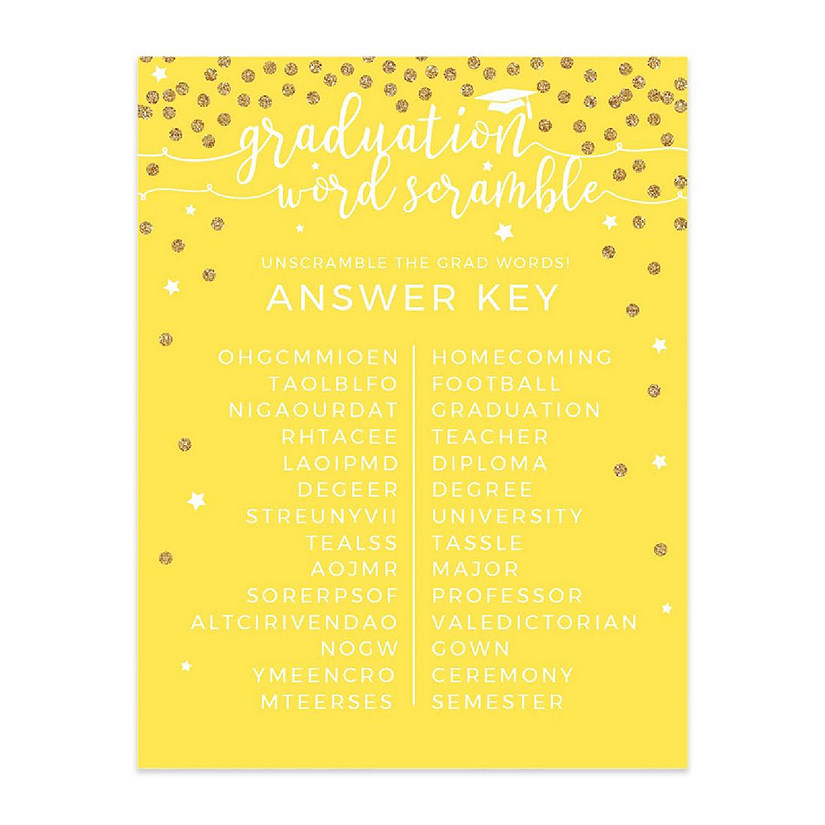 Yellow Gold Grad Word Scramble, 20pk Image