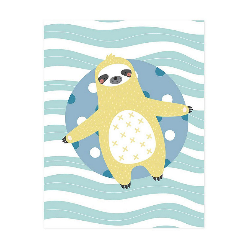 Yellow Sloth Float Nursery Art 8.5x11in Image