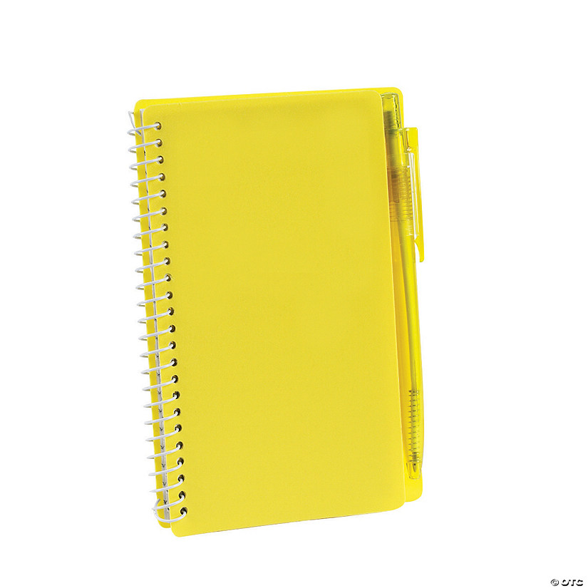 Yellow Spiral Notebooks with Pens - 12 Pc. Image