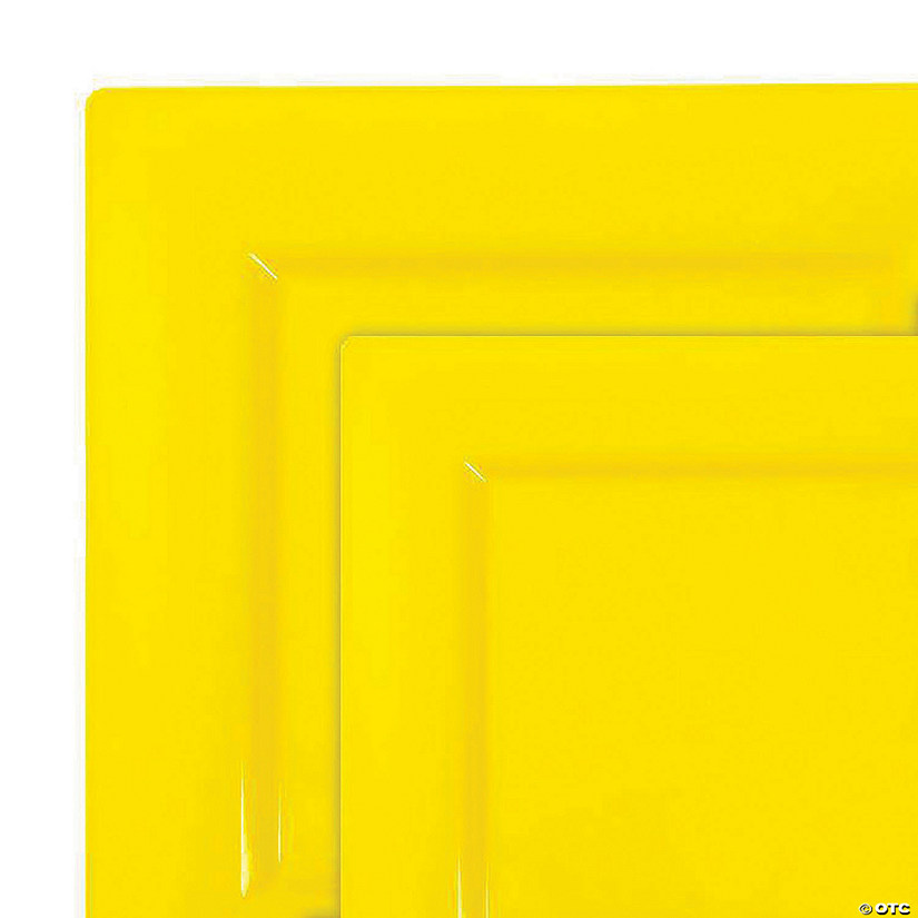 Yellow Square Plastic Dinnerware Value Set (40 Dinner Plates + 40 Salad Plates) Image