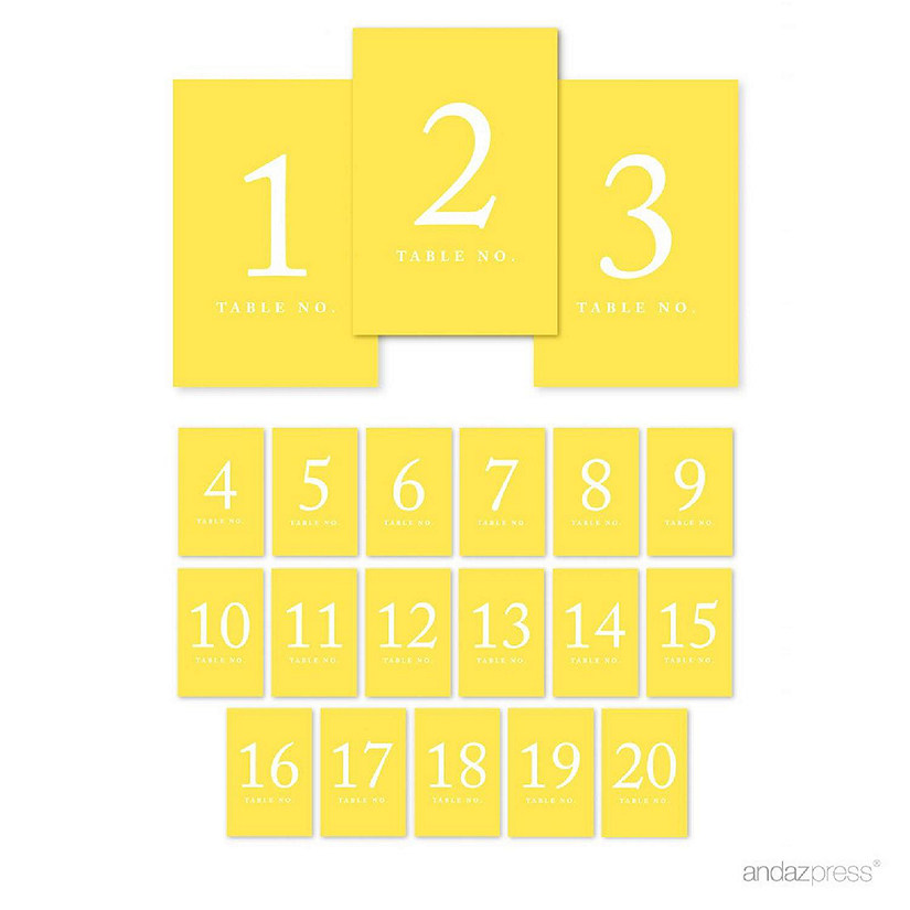 Yellow Table Numbers 1 20 4x6 Image