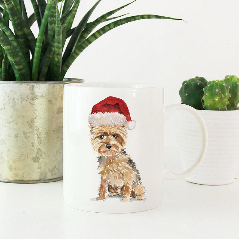 Yorkshire Terrier Santa Hat Ceramic Mug Image