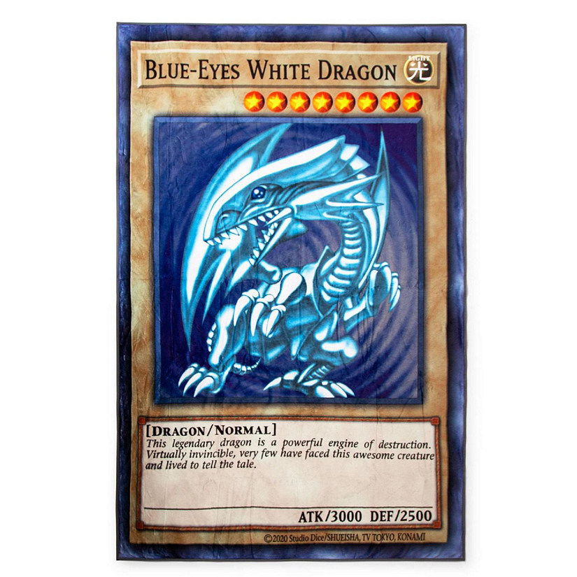 Yu-Gi-Oh! Blue-Eyes White Dragon Card Fleece Throw Blanket  45 x 60 Inches Image