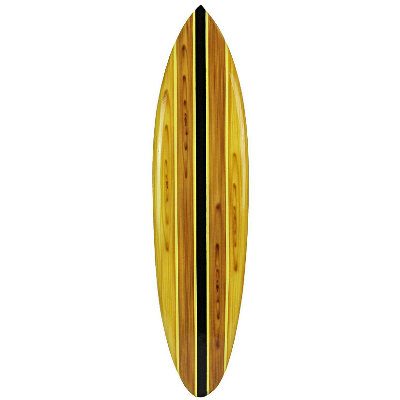 Zeckos 39 Inch Wooden Surfboard Decorative Wall Hanging Beach Decor - Brown Image