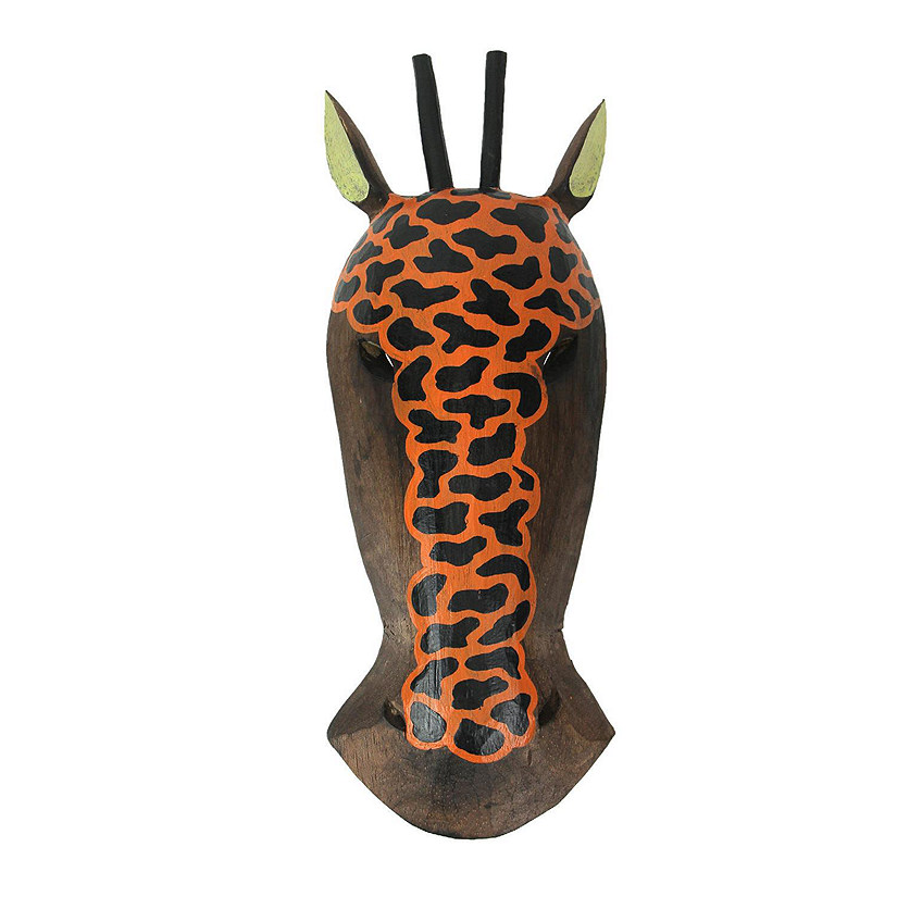 Zeckos African Giraffe Jungle Mask Africa Decor Wall Hanging Large Image