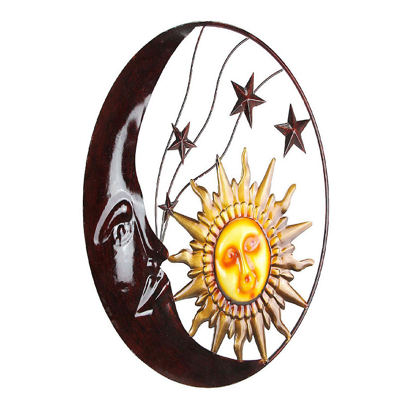 Zeckos Celestial Metal Moon Sun and Stars Wall Art Hanging Image