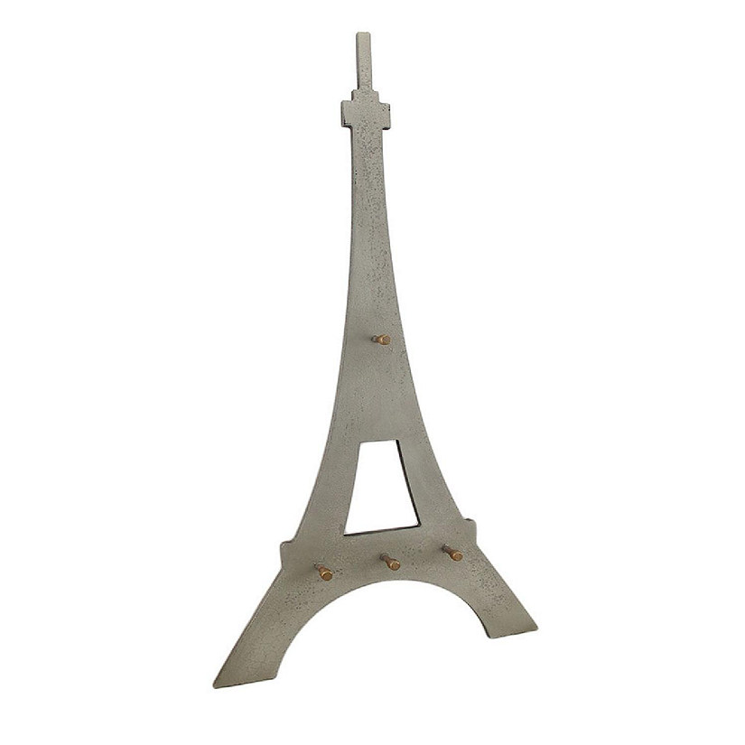 Zeckos Eiffel Tower Shaped Decorative Wooden Wall Hook Hanging Image