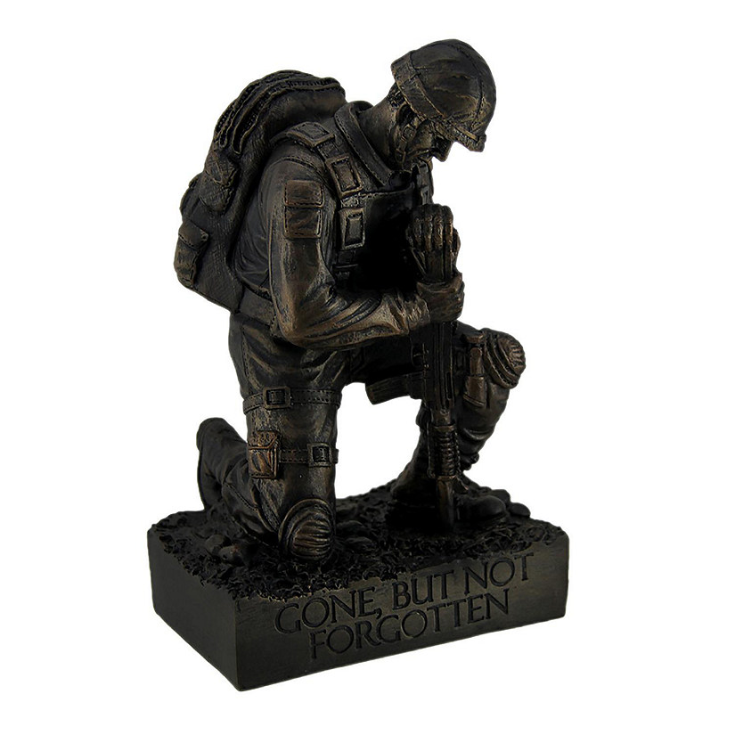 Zeckos Silent Salute Kneeling Military Soldier with Rifle In Ground Statue Image
