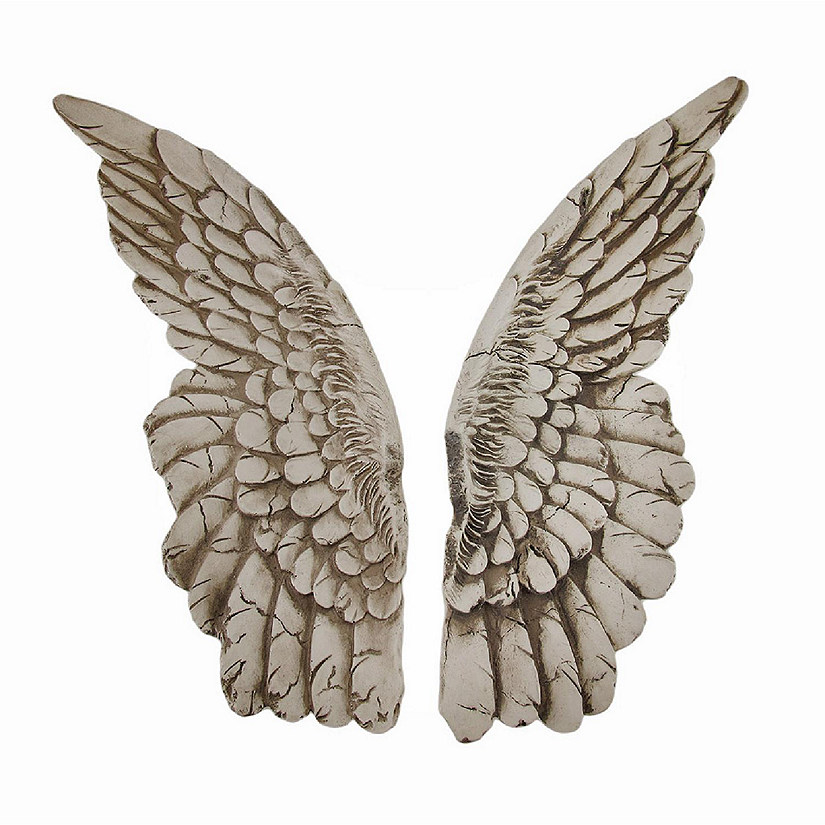 Zeckos Wings of Protection Pair of 11 inch Aged Finish Wall Sculpture - Angel Wings Art Wall Decor Image