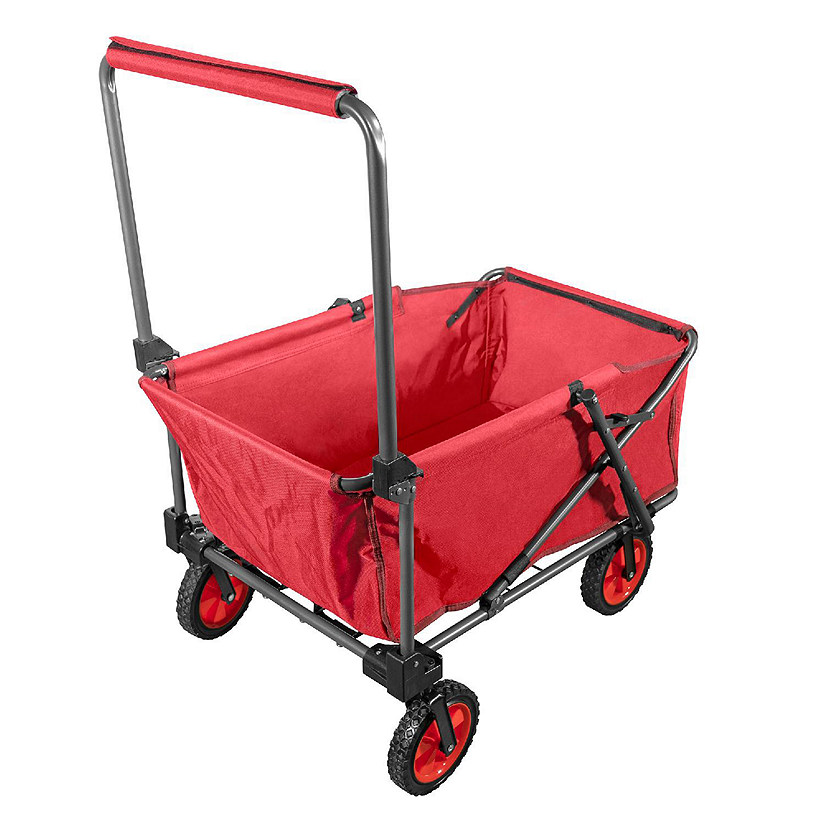 Zenithen Large Folding Portable Wagon with Travel Wheels, Red Image