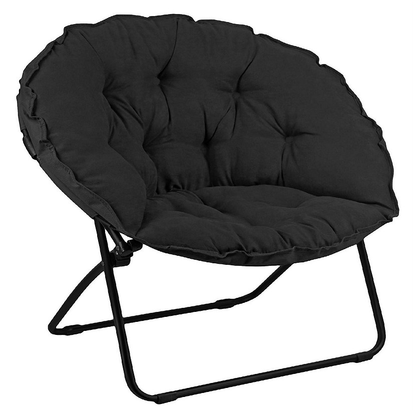 Zenithen Round Foldable Padded DishSaucer Chair For Game, Bed, Or Living Room, 32, Black Image