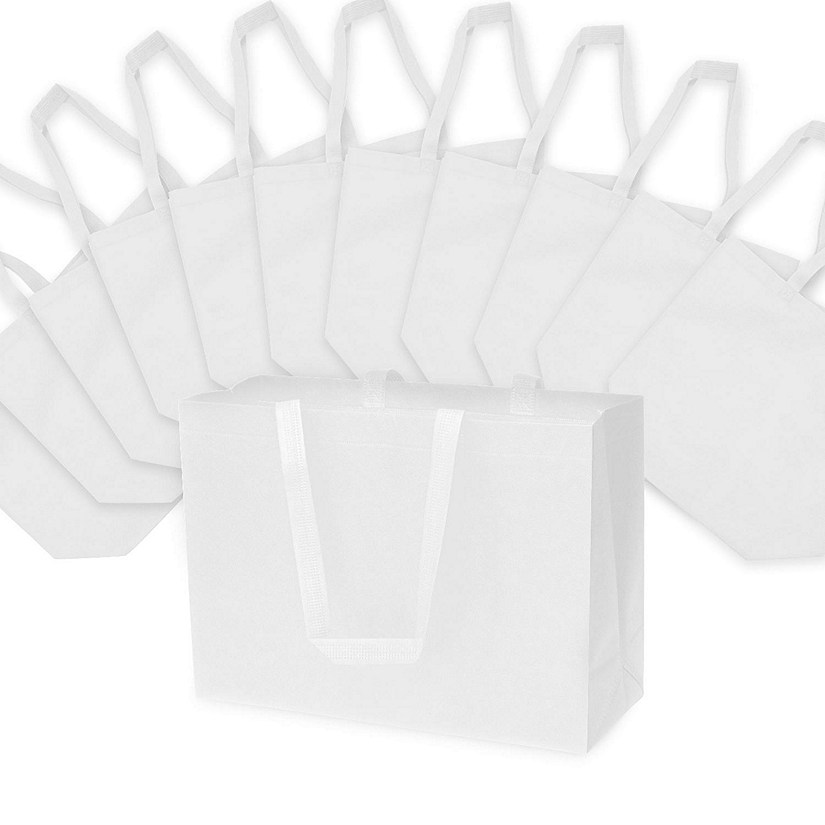 Zenpac- Reusable Shopping Gift Bags with Handles White Fabric Cloth 12 Pack 16x6x12 Image