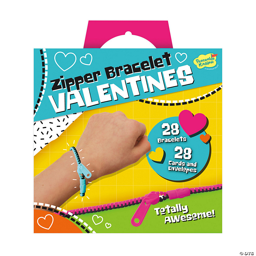 Zipper Bracelet Valentines: Set of 28 Cards with Bracelets Image