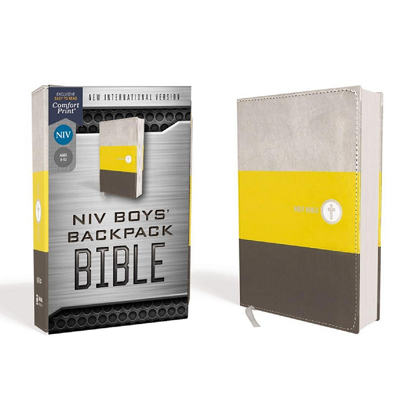 ZonderKidz 150498 NIV Boys Backpack Comfort Print Bible, Yellow & Charcoal Image