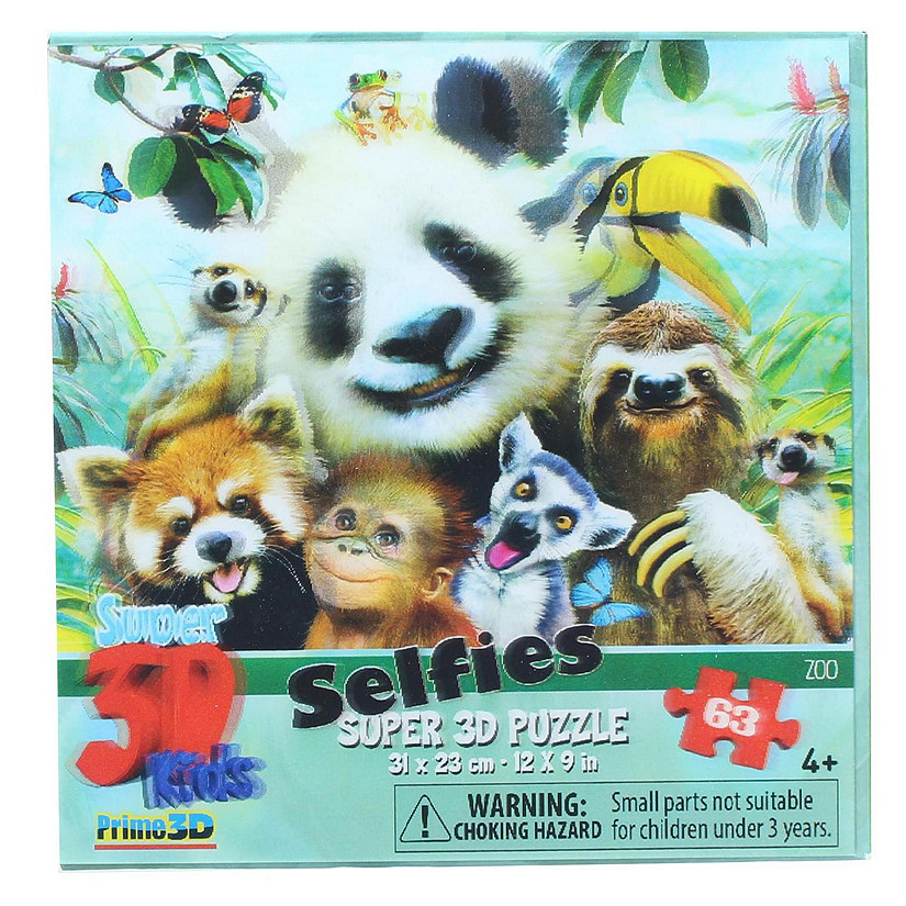 Zoo Selfie 63 Piece Super 3D Kids Jigsaw Puzzle Image