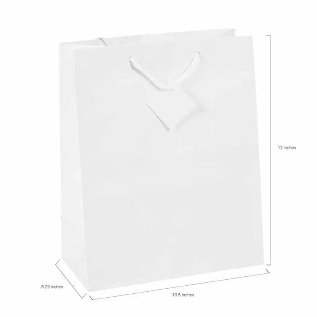 Prime Line Packaging- Large White Paper Bags, White Kraft Paper Bags with  Twisted Handles 25 Pack 16x6x12