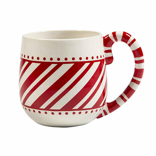 12 oz. Candy Cane Reusable Reusable Ceramic Mugs – 4 Ct. | Oriental Trading