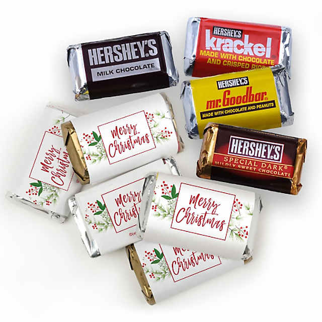 131 Pcs Christmas Candy Chocolate Party Favors Hershey's Miniatures &  Kisses by Just Candy (1.65 lbs, Approx. 131 Pcs) - Merry Christmas