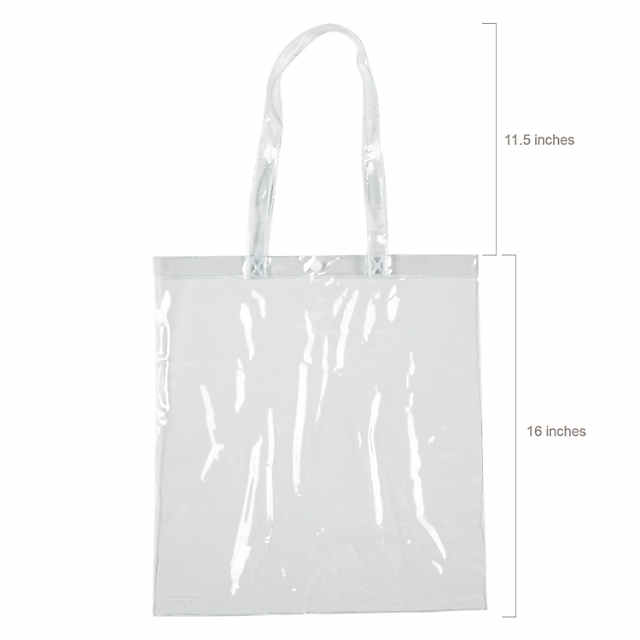 2 Packs Large Clear Bag, Transparent PVC Tote Bag with Zipper