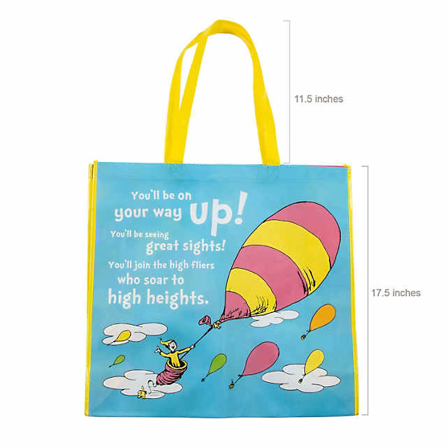 19x17.5 Large Dr. Seuss Oh, The places You’ll Go Nonwoven Tote Bag