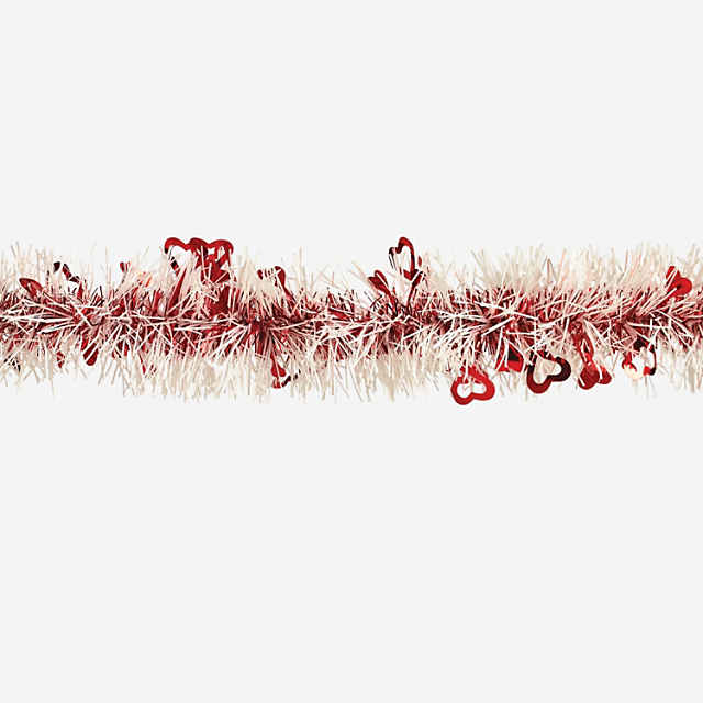24 Ft. Valentine's Day Heart White & Red Foil Tinsel Garland